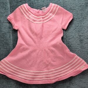 Janie and Jack Pink Knit Top with White Stripes